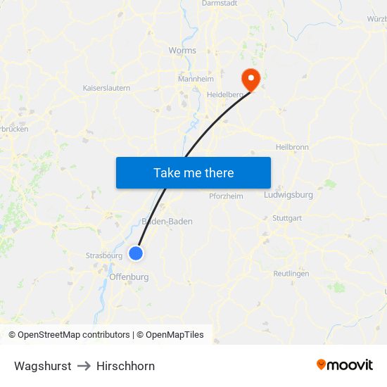 Wagshurst to Hirschhorn map