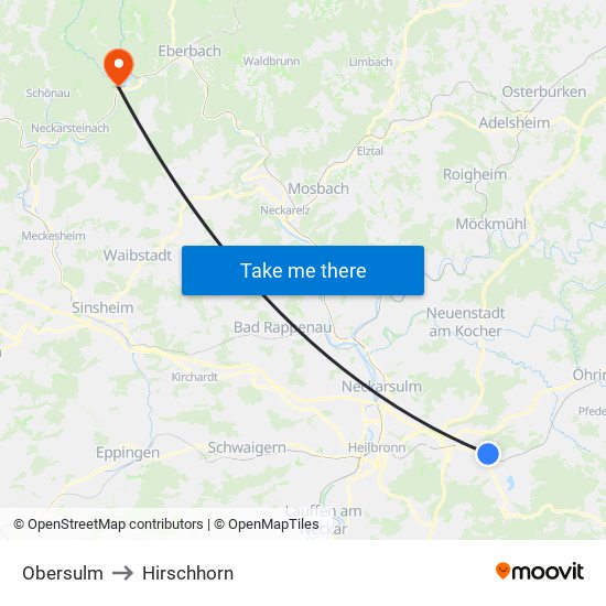 Obersulm to Hirschhorn map