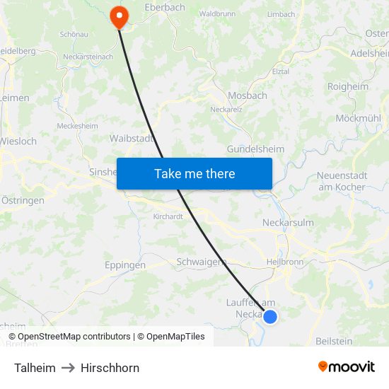 Talheim to Hirschhorn map