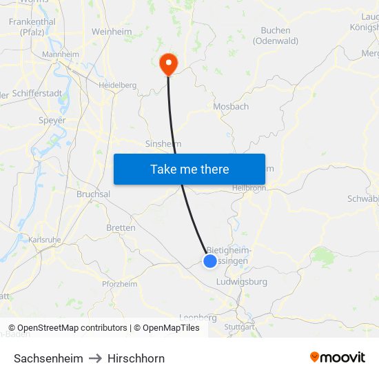 Sachsenheim to Hirschhorn map