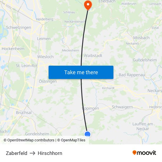 Zaberfeld to Hirschhorn map