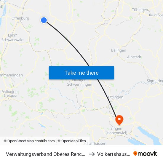 Verwaltungsverband Oberes Renchtal to Volkertshausen map