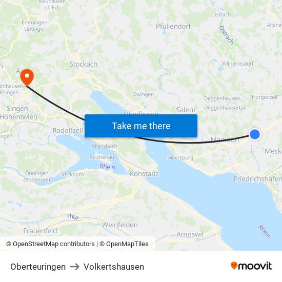 Oberteuringen to Volkertshausen map