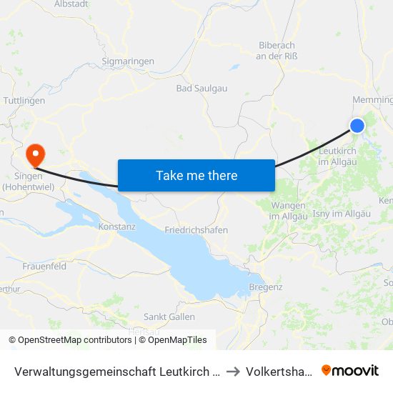 Verwaltungsgemeinschaft Leutkirch Im Allgäu to Volkertshausen map