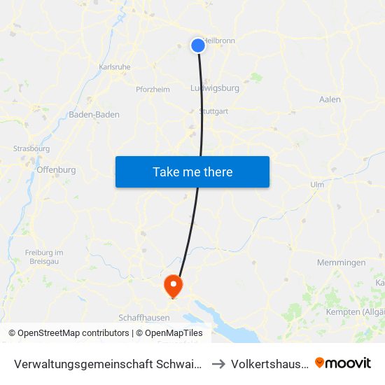 Verwaltungsgemeinschaft Schwaigern to Volkertshausen map
