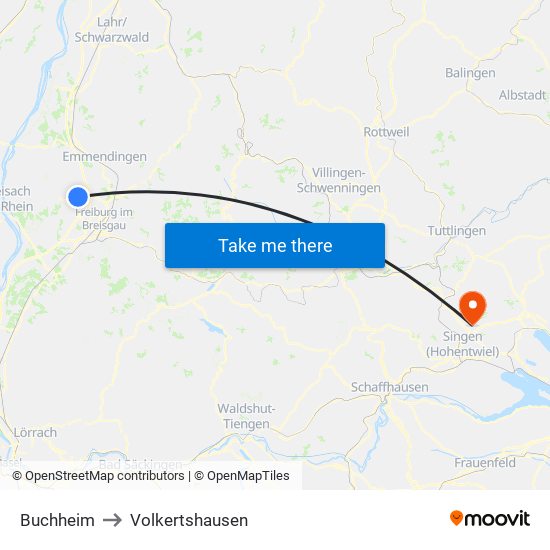 Buchheim to Volkertshausen map
