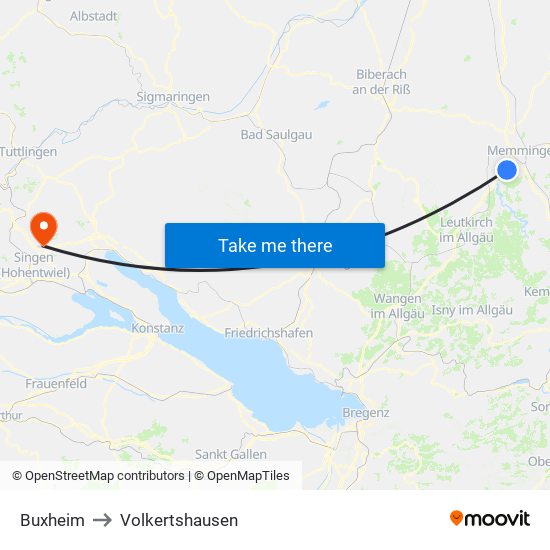 Buxheim to Volkertshausen map