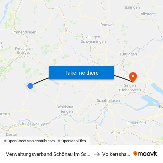 Verwaltungsverband Schönau Im Schwarzwald to Volkertshausen map