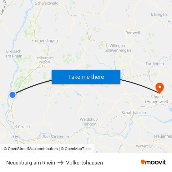 Neuenburg am Rhein to Volkertshausen map