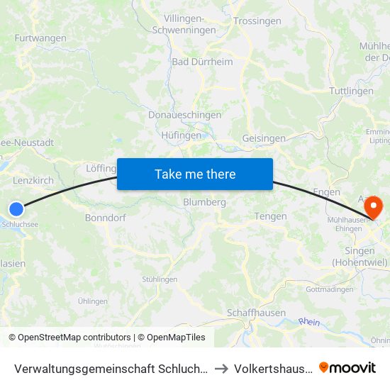 Verwaltungsgemeinschaft Schluchsee to Volkertshausen map