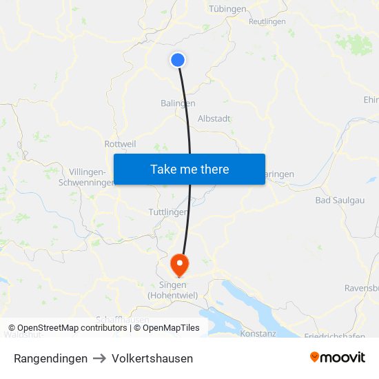 Rangendingen to Volkertshausen map