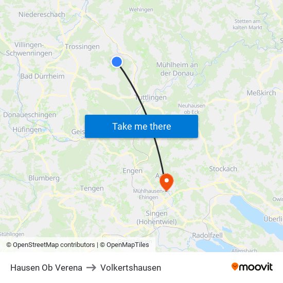 Hausen Ob Verena to Volkertshausen map