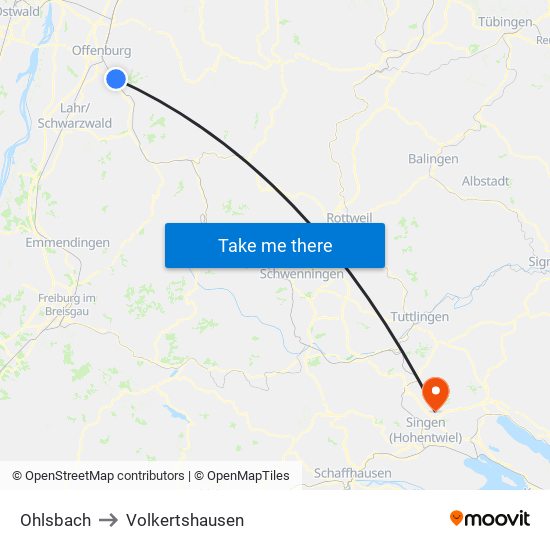 Ohlsbach to Volkertshausen map