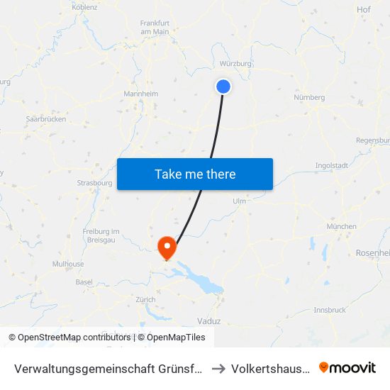 Verwaltungsgemeinschaft Grünsfeld to Volkertshausen map