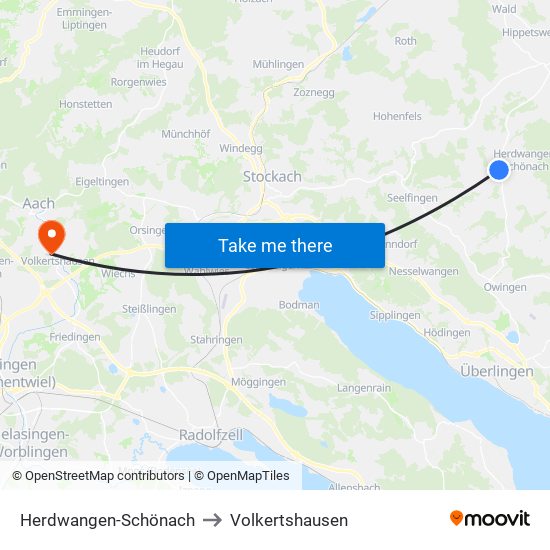 Herdwangen-Schönach to Volkertshausen map