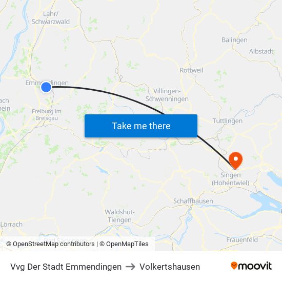 Vvg Der Stadt Emmendingen to Volkertshausen map