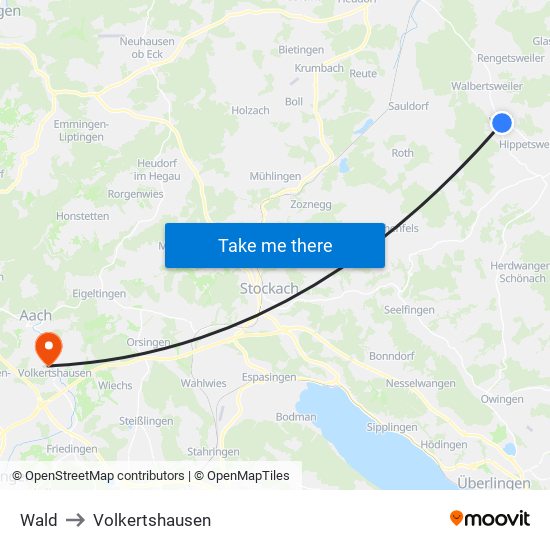 Wald to Volkertshausen map