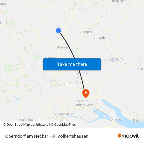 Oberndorf am Neckar to Volkertshausen map