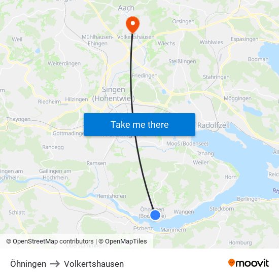 Öhningen to Volkertshausen map