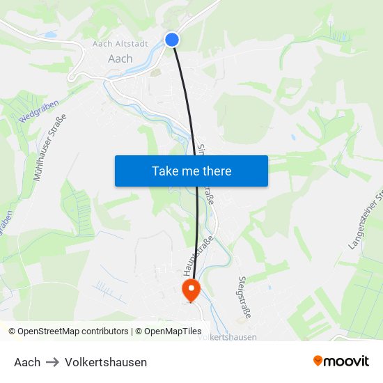 Aach to Volkertshausen map