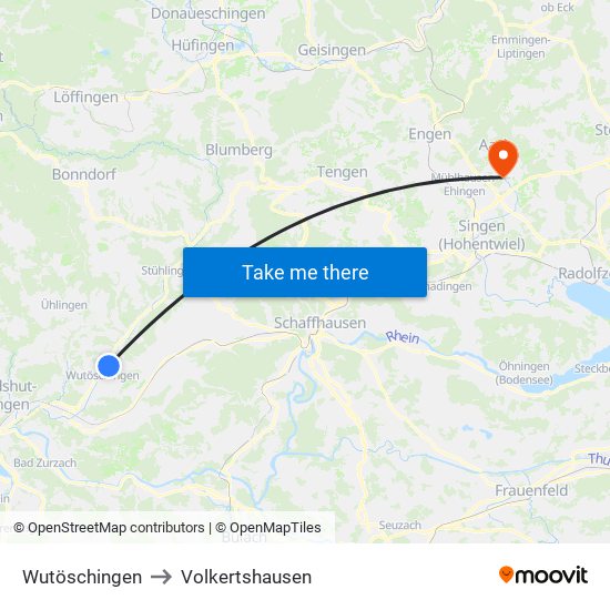Wutöschingen to Volkertshausen map