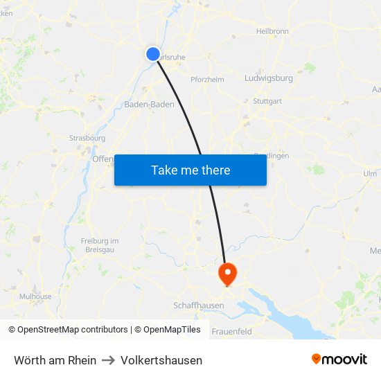 Wörth am Rhein to Volkertshausen map