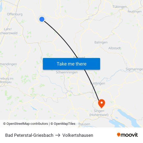 Bad Peterstal-Griesbach to Volkertshausen map