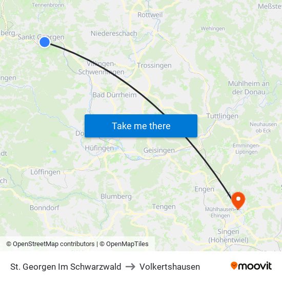 St. Georgen Im Schwarzwald to Volkertshausen map