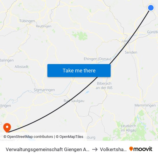 Verwaltungsgemeinschaft Giengen An Der Brenz to Volkertshausen map