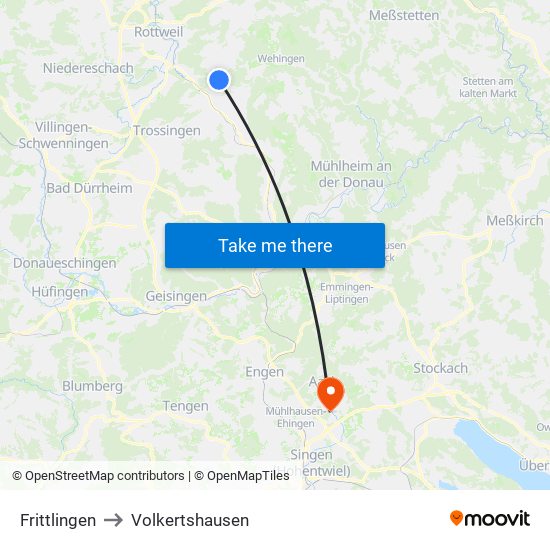 Frittlingen to Volkertshausen map