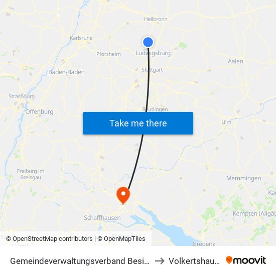 Gemeindeverwaltungsverband Besigheim to Volkertshausen map