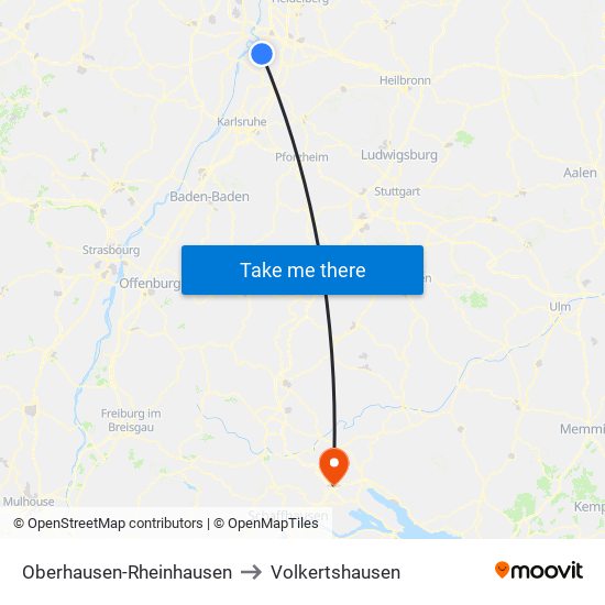 Oberhausen-Rheinhausen to Volkertshausen map