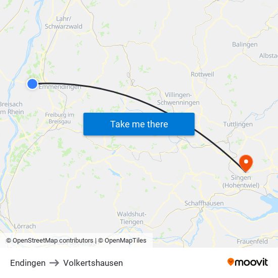 Endingen to Volkertshausen map