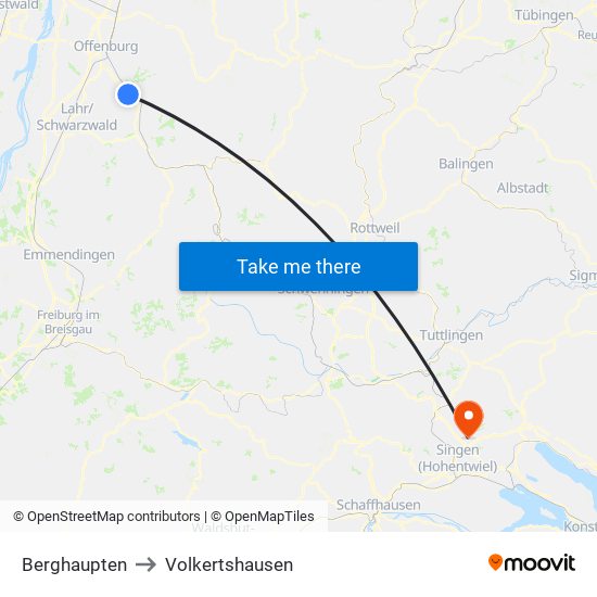 Berghaupten to Volkertshausen map