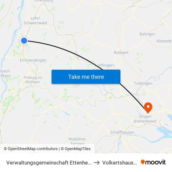 Verwaltungsgemeinschaft Ettenheim to Volkertshausen map