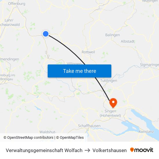 Verwaltungsgemeinschaft Wolfach to Volkertshausen map