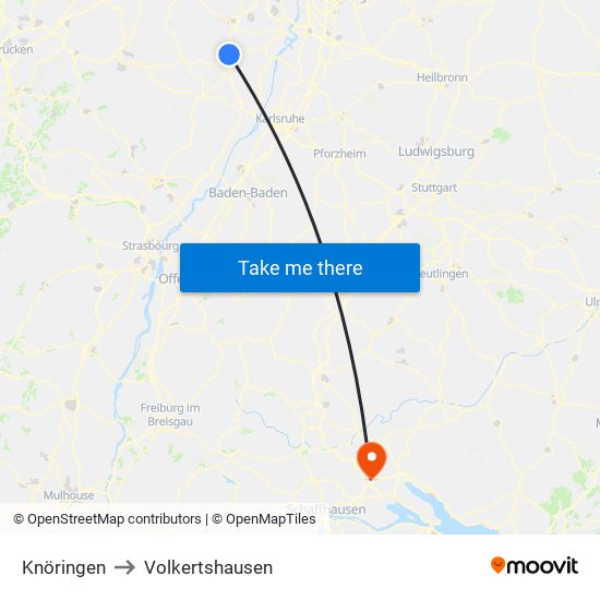 Knöringen to Volkertshausen map