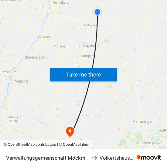 Verwaltungsgemeinschaft Möckmühl to Volkertshausen map