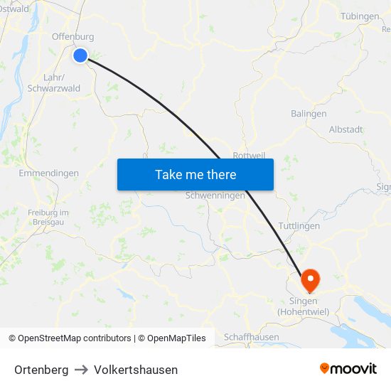 Ortenberg to Volkertshausen map