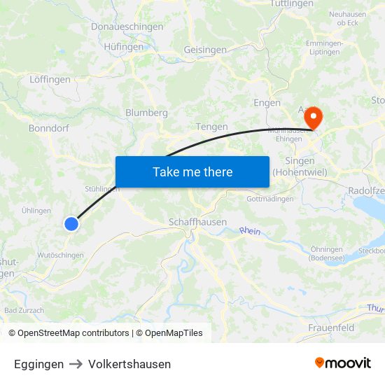 Eggingen to Volkertshausen map