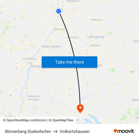 Römerberg-Dudenhofen to Volkertshausen map