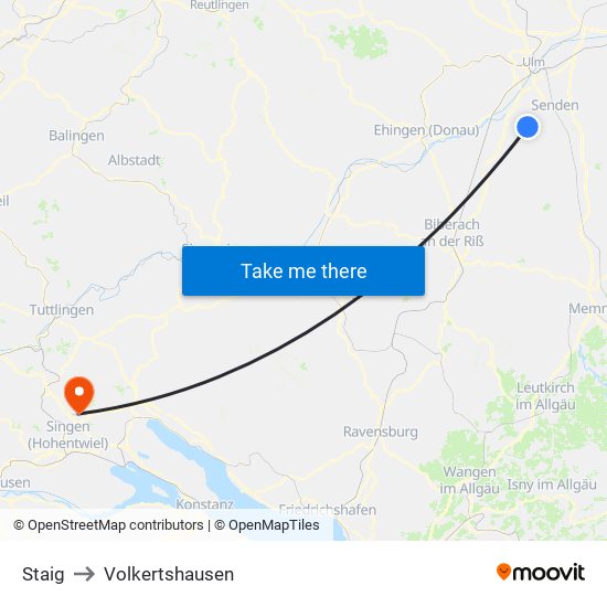 Staig to Volkertshausen map