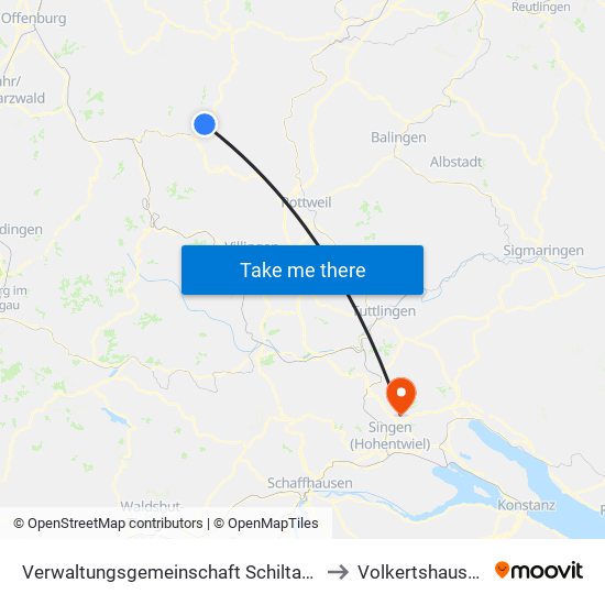 Verwaltungsgemeinschaft Schiltach to Volkertshausen map