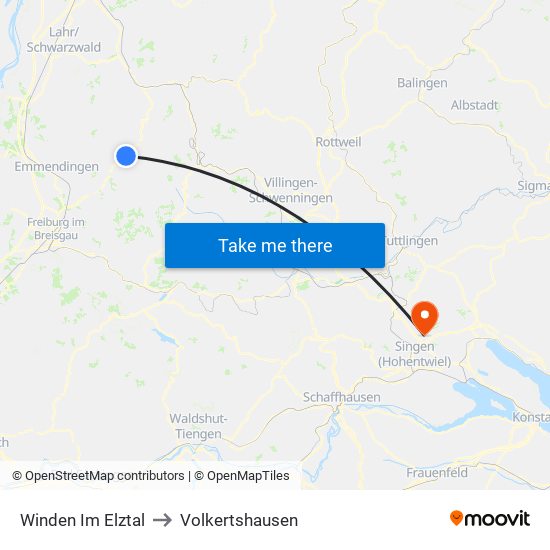 Winden Im Elztal to Volkertshausen map