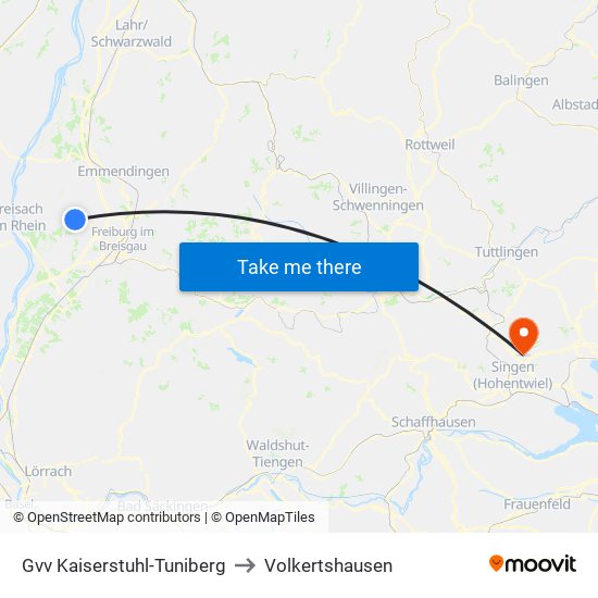 Gvv Kaiserstuhl-Tuniberg to Volkertshausen map