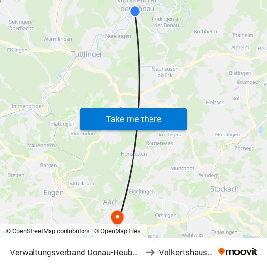 Verwaltungsverband Donau-Heuberg to Volkertshausen map