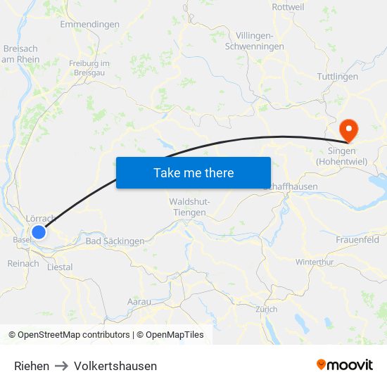 Riehen to Volkertshausen map