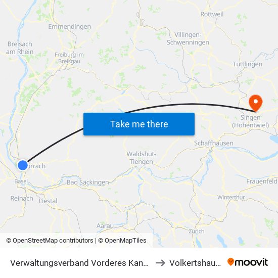 Verwaltungsverband Vorderes Kandertal to Volkertshausen map