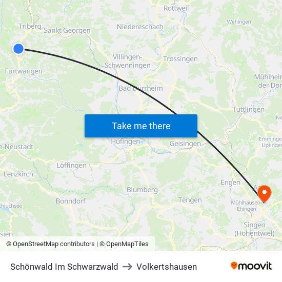 Schönwald Im Schwarzwald to Volkertshausen map