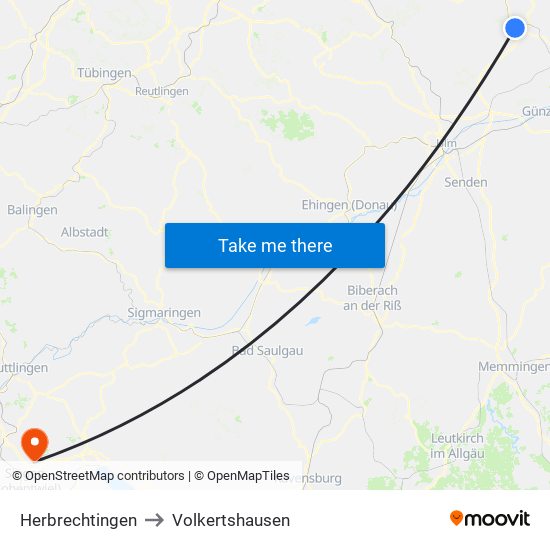 Herbrechtingen to Volkertshausen map
